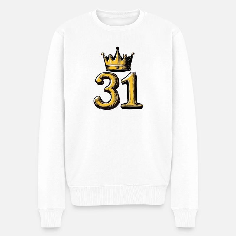 31 Zahl Krone - Männer Premium Bio Pullover - Weiß