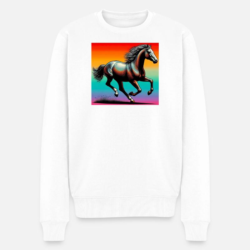 Pferd - Männer Premium Bio Pullover - Weiß
