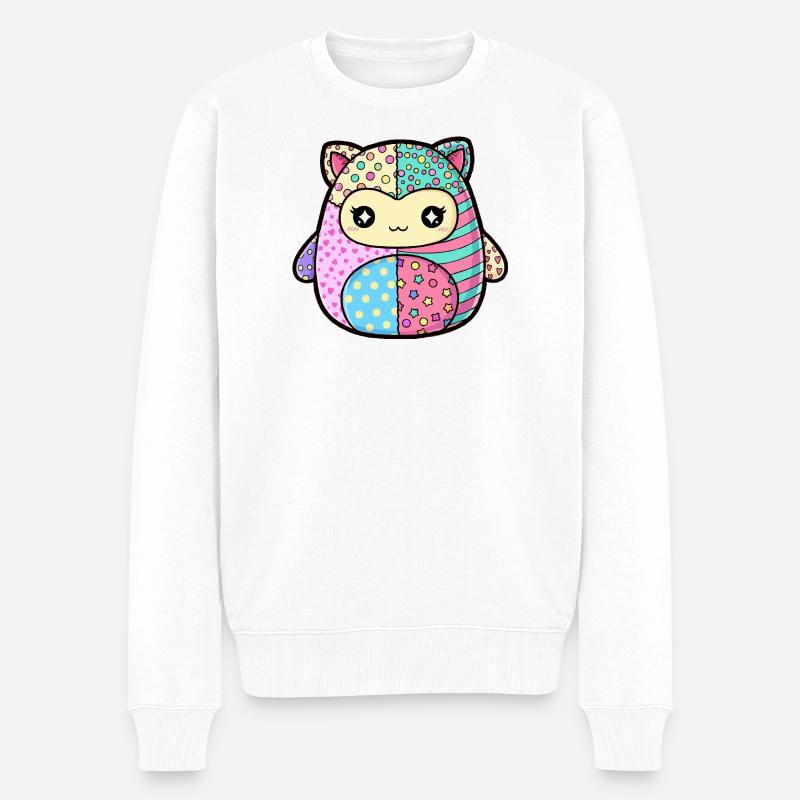 Patchwork Kitten Pastellfarben - Männer Premium Bio Pullover - Weiß
