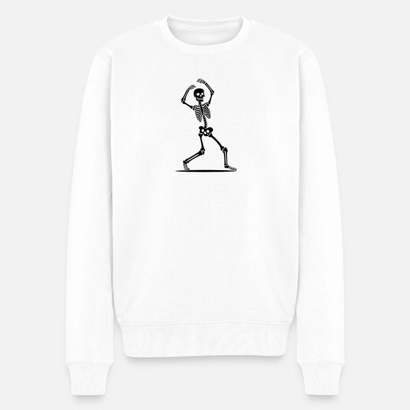 Skelett Tanz Silhouette - Männer Premium Bio Pullover - Weiß