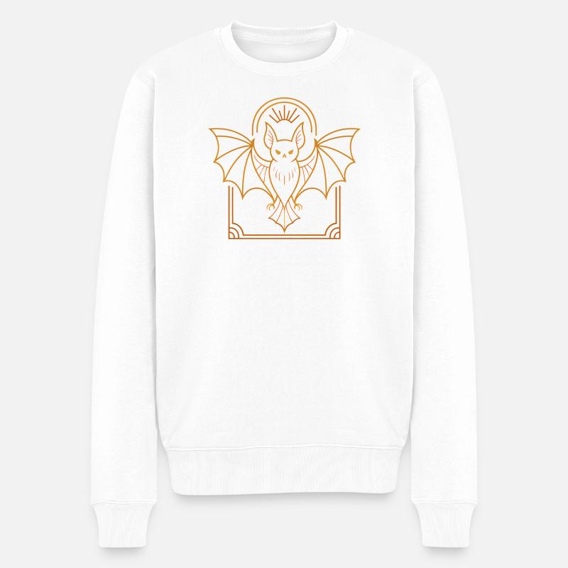 Orangene Nachtfalterbat - Männer Premium Bio Pullover - Weiß