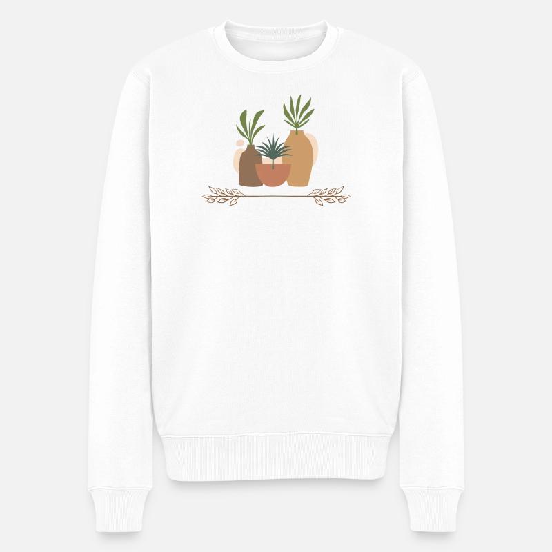 Vasenpflanzen Collage - Männer Premium Bio Pullover - Weiß
