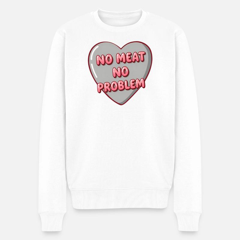 Bubble Herz – No Meat No Problem - Männer Premium Bio Pullover - Weiß