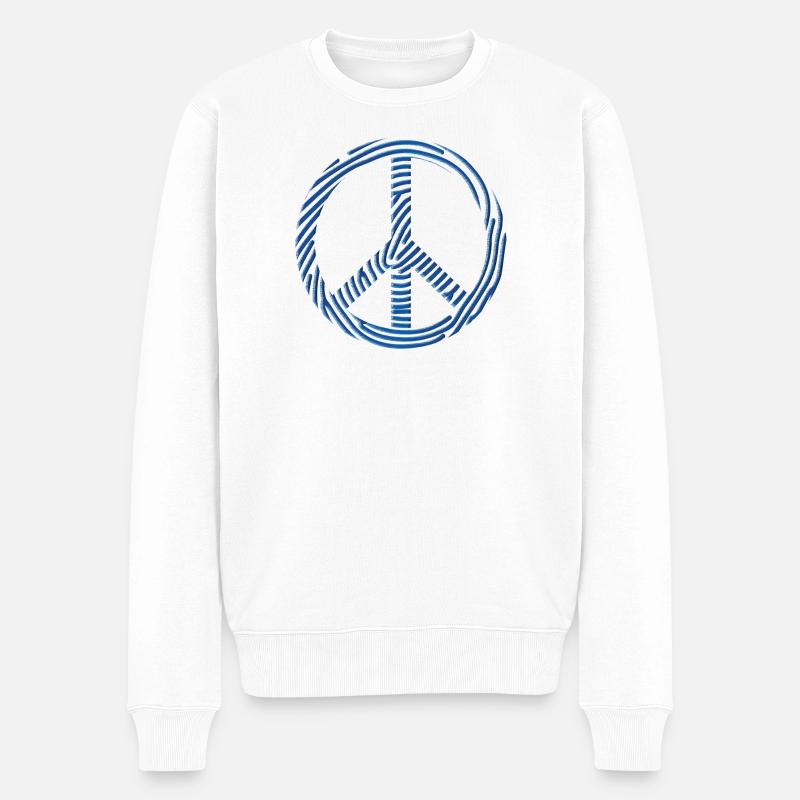 Peace-Zeichen - Männer Premium Bio Pullover - Weiß