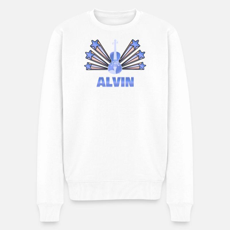 Alvin als Musikinstrument - Männer Premium Bio Pullover - Weiß