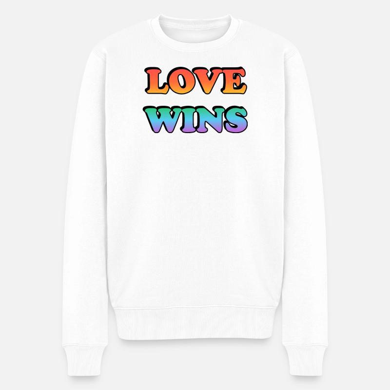 Liebe gewinnt Stolz Gradient - Männer Premium Bio Pullover - Weiß