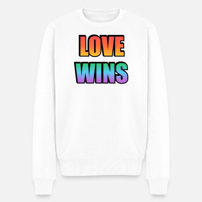 Love Wins Rainbow Gradient - Männer Premium Bio Pullover - Weiß