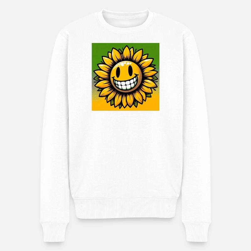 Sonnenblume - Männer Premium Bio Pullover - Weiß