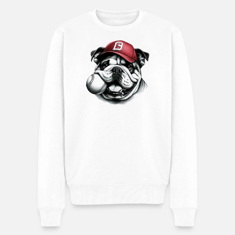 Bouledogue anglais Baseball Chien - Pull Premium bio Homme - blanc