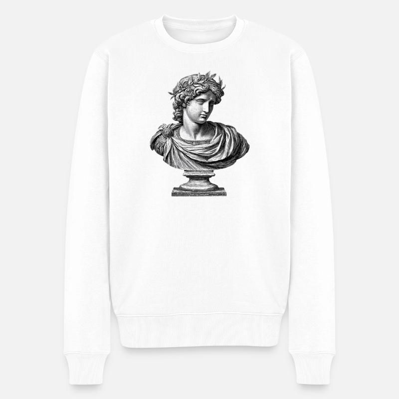 Buste antique Apollon - Gravure classique - Pull Premium bio Homme - blanc