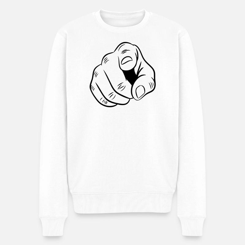 Illustration der zeigenden Hand - Männer Premium Bio Pullover - Weiß