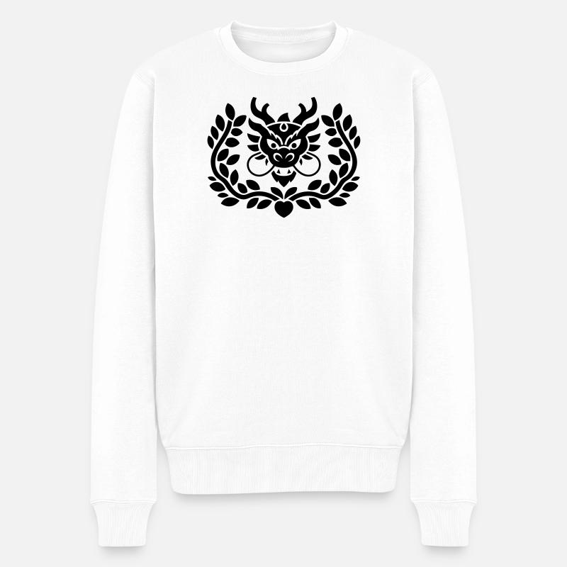 Drachen-Emblem-Wappen - Männer Premium Bio Pullover - Weiß