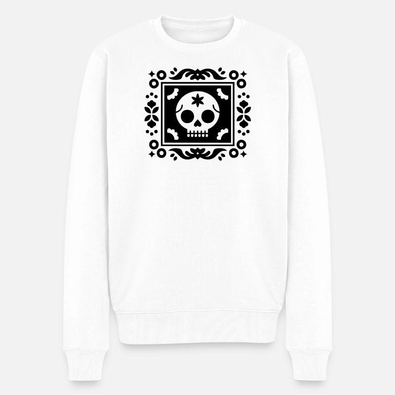 Tag des toten Schädels - Männer Premium Bio Pullover - Weiß