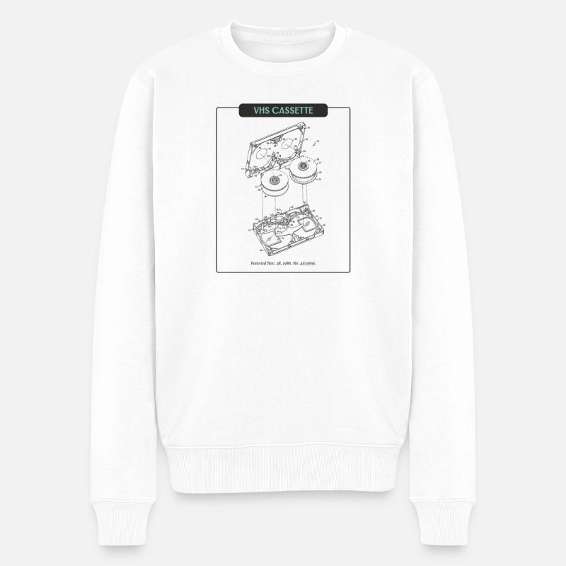 VHS Kassette Neon Outline - Männer Premium Bio Pullover - Weiß