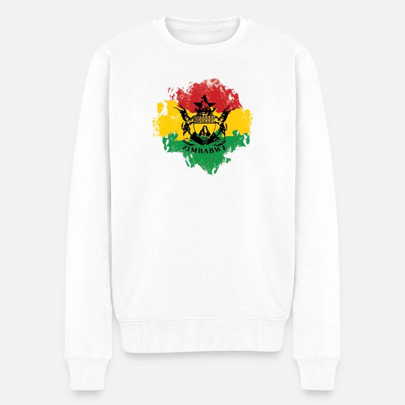 Drapeau reggae emblème du Zimbabwe - Pull Premium bio Homme - blanc