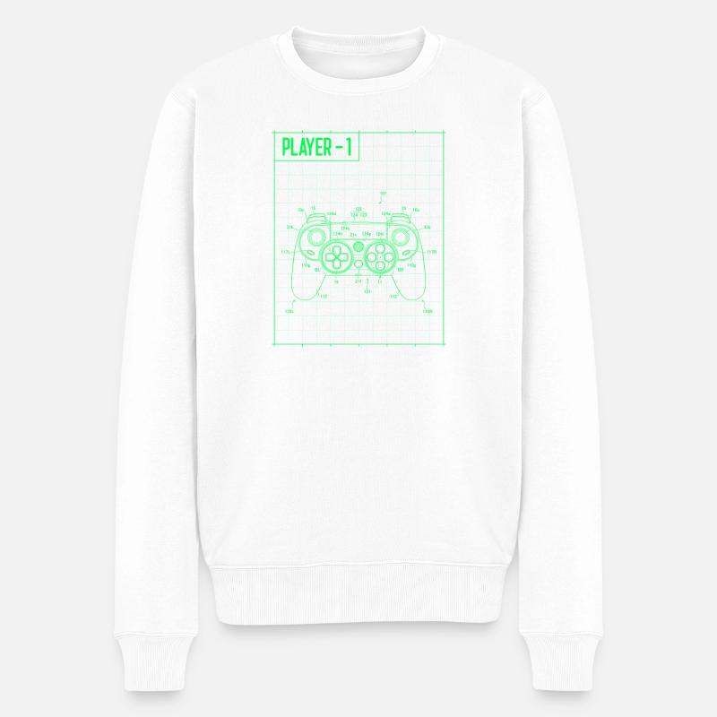 Player1 Blueprint Controller Neon - Männer Premium Bio Pullover - Weiß