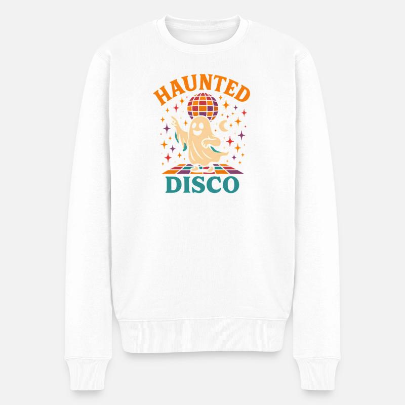 Geister Disco Halloween - Männer Premium Bio Pullover - Weiß