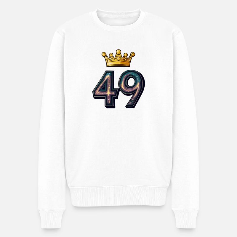 49 Zahl Krone - Männer Premium Bio Pullover - Weiß