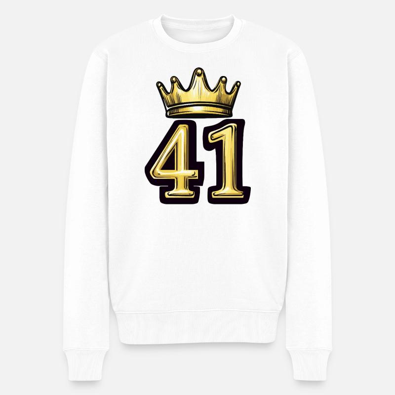 41 Zahl Krone - Männer Premium Bio Pullover - Weiß