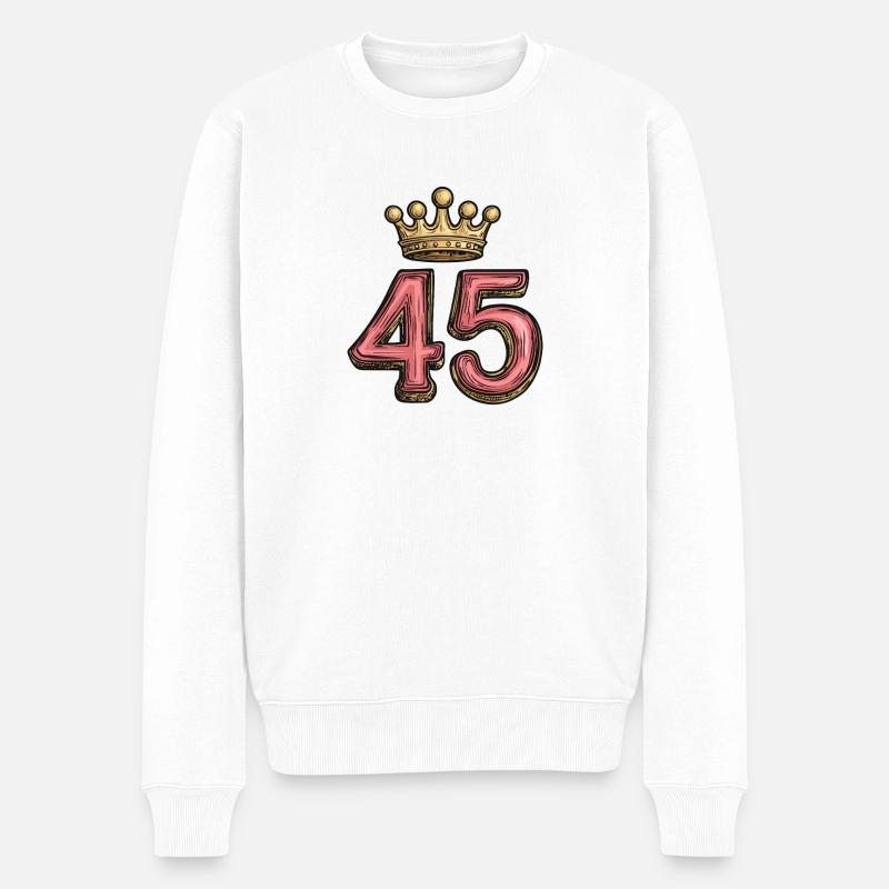 45 Zahl Krone - Männer Premium Bio Pullover - Weiß