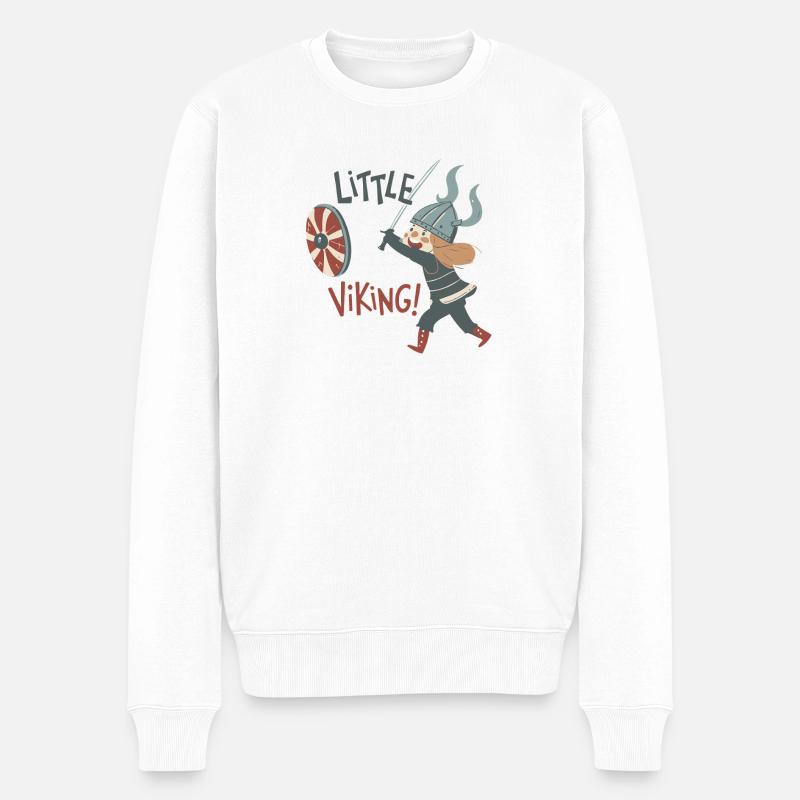 Unerschrockener kleiner Wikinger - Männer Premium Bio Pullover - Weiß