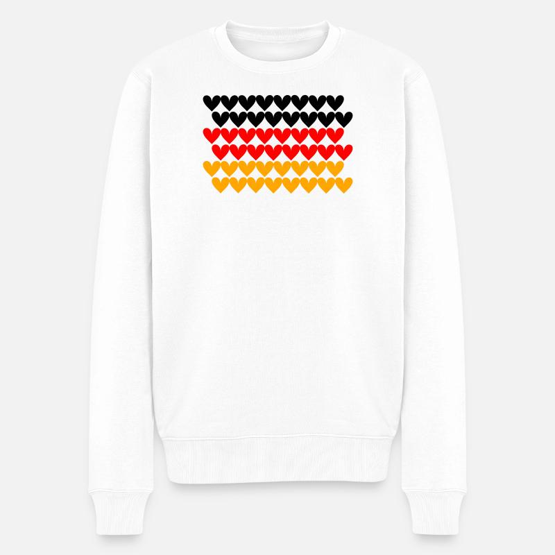 Deutschland Flagge Herz Kachel Design - Männer Premium Bio Pullover - Weiß