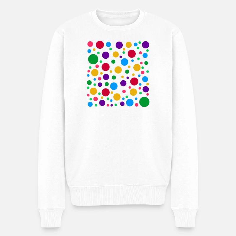 Buntes Polka Dot Muster – hell fleckig gepunktet - Männer Premium Bio Pullover - Weiß