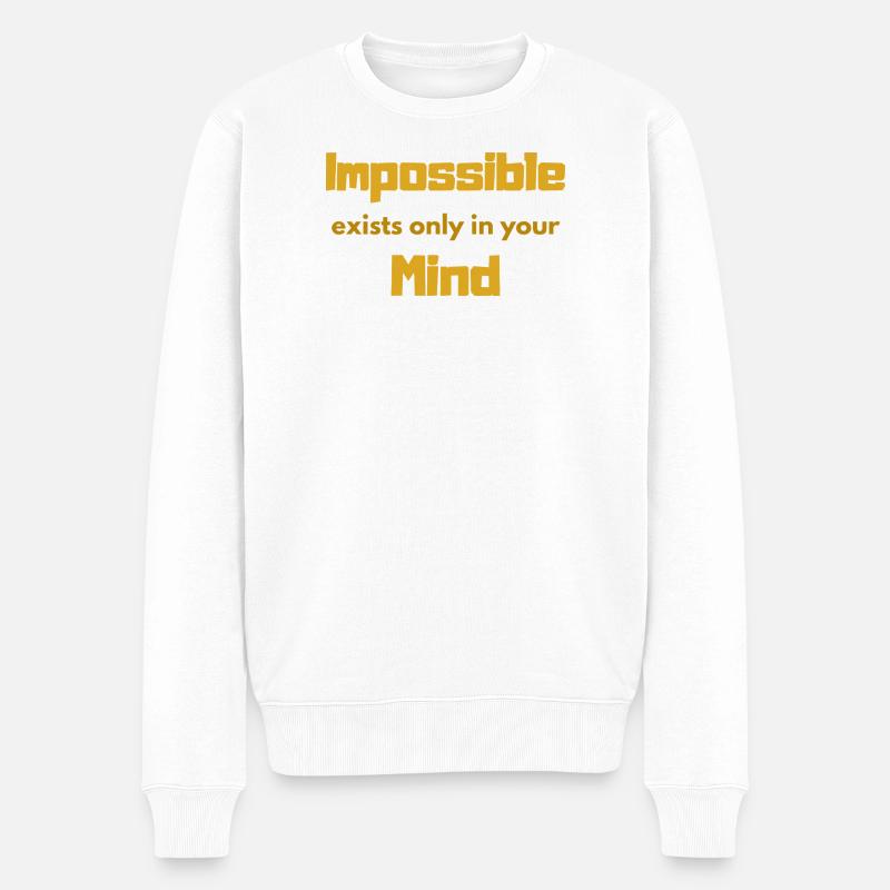 Unmögliche Denkweise Typografie - Männer Premium Bio Pullover - Weiß