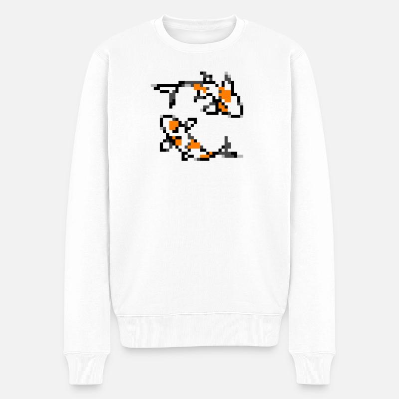 Pixelart Koi - Männer Premium Bio Pullover - Weiß