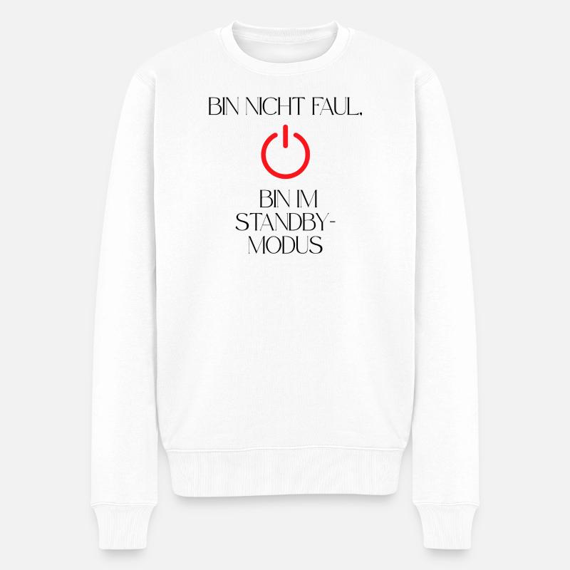 Nicht faul Standby modus Powerbutton - Männer Premium Bio Pullover - Weiß