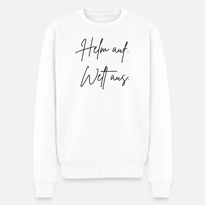 Helm auf. Welt aus. - Männer Premium Bio Pullover - Weiß