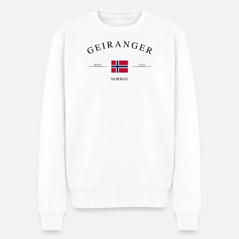 Geiranger Norwegen – Urlaub Souvenir & Geschenk - Männer Premium Bio Pullover - Weiß