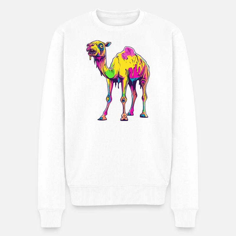 Kamel Halloween Comic Lustig - Männer Premium Bio Pullover - Weiß