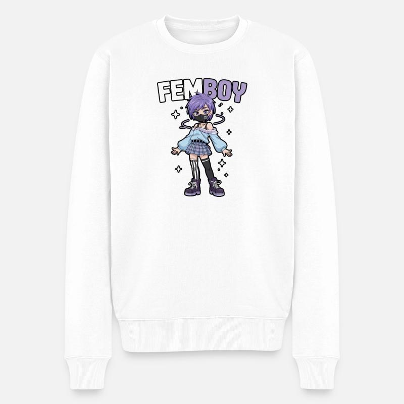 Femboy au look emo avec paillettes - Pull Premium bio Homme - blanc