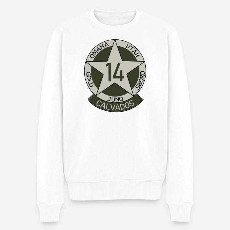 Militärische Insignien Calvados 14 - Männer Premium Bio Pullover - Weiß