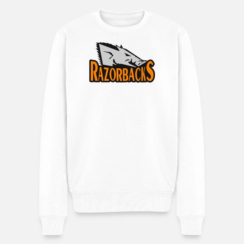 Razorbacks Bold Hog Emblem - Männer Premium Bio Pullover - Weiß
