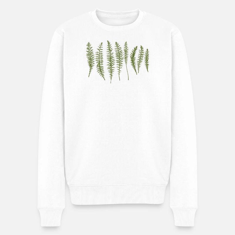 Schafgarbe Blätter Silhouetten - Männer Premium Bio Pullover - Weiß