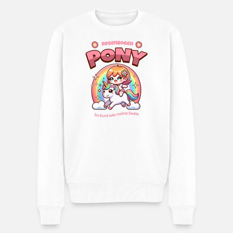 Rainbow Pony Cuddle Art dans le style Kawaii - Pull Premium bio Homme - blanc