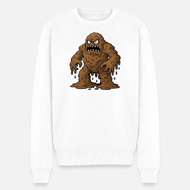 Braunes Schleimmonster  - Männer Premium Bio Pullover - Weiß