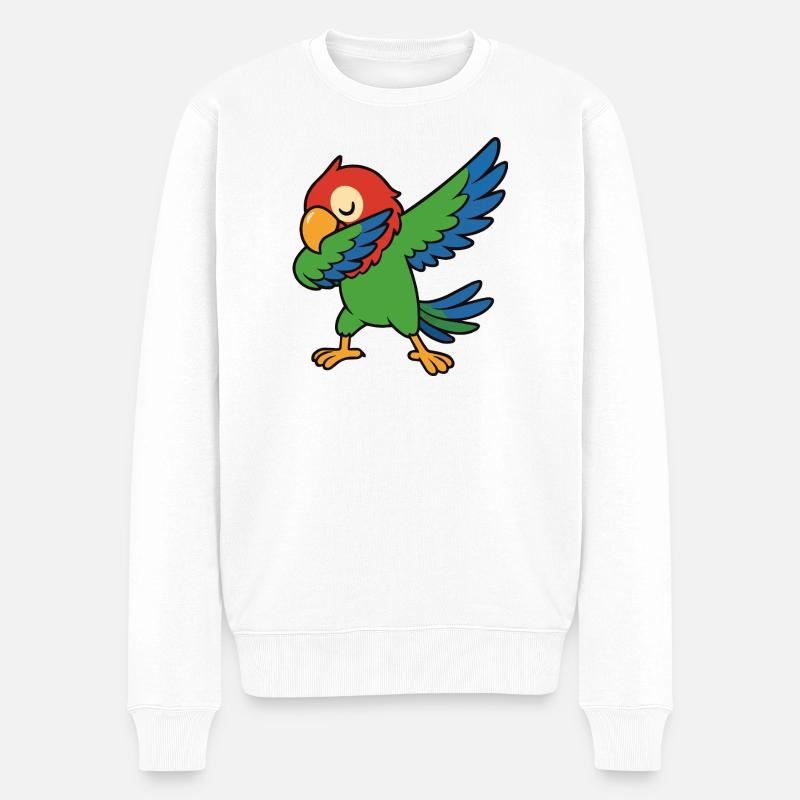 Papagei Dabbing Comic - Männer Premium Bio Pullover - Weiß