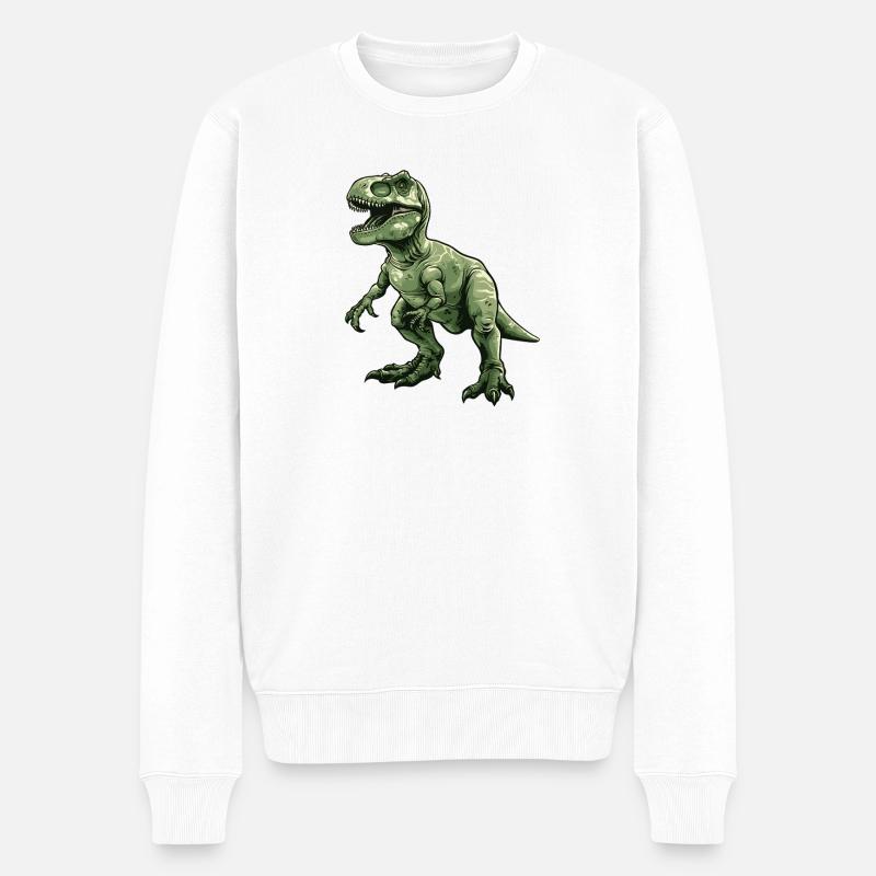 Vert Rétro Dino T Rex - Pull Premium bio Homme - blanc