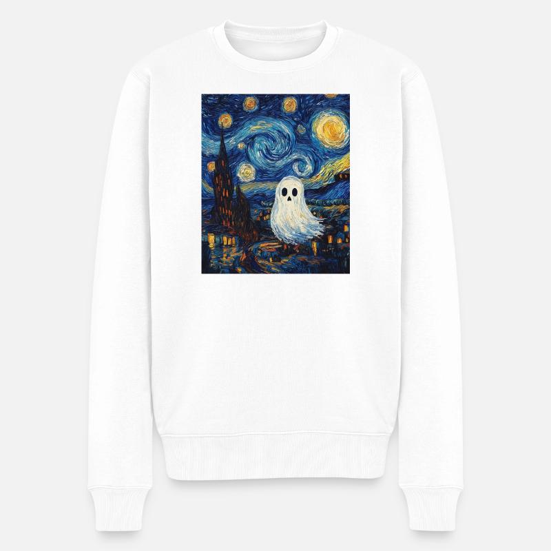 Fantôme Van Gogh Style Nuit étoilée - Pull Premium bio Homme - blanc