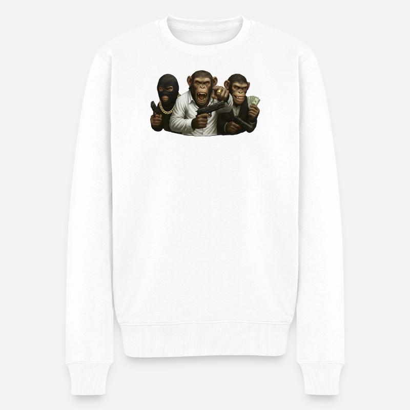 Planet der Kriminellen - Männer Premium Bio Pullover - Weiß