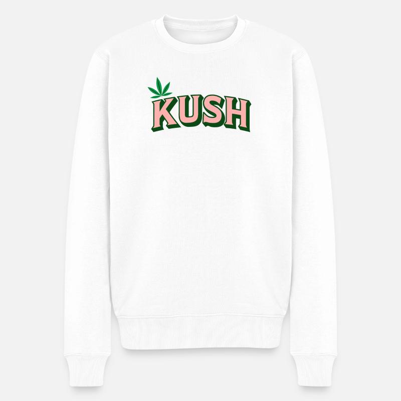 KUSH Rétro Feuille - Pull Premium bio Homme - blanc