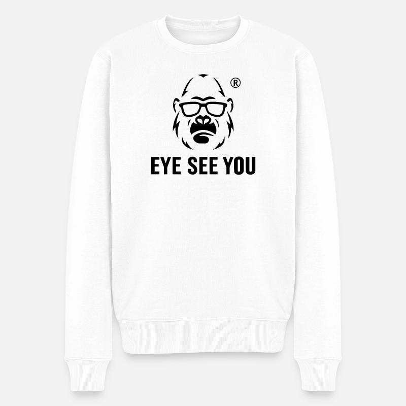 Gorilla mit Sonnenbrille Evil SeeV - Männer Premium Bio Pullover - Weiß