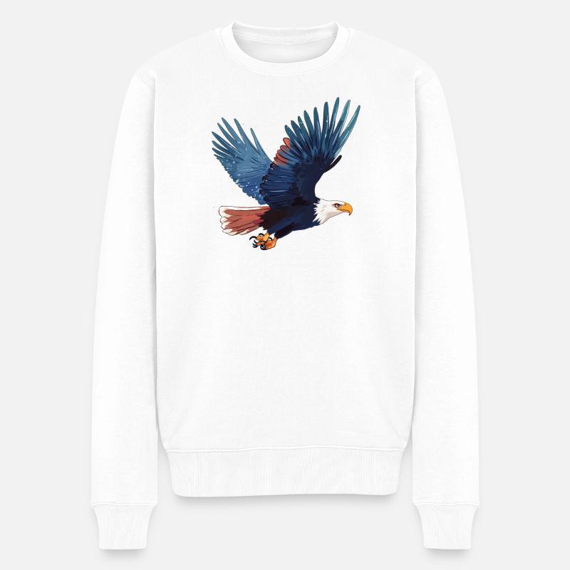 Seeadler im Flug - Männer Premium Bio Pullover - Weiß