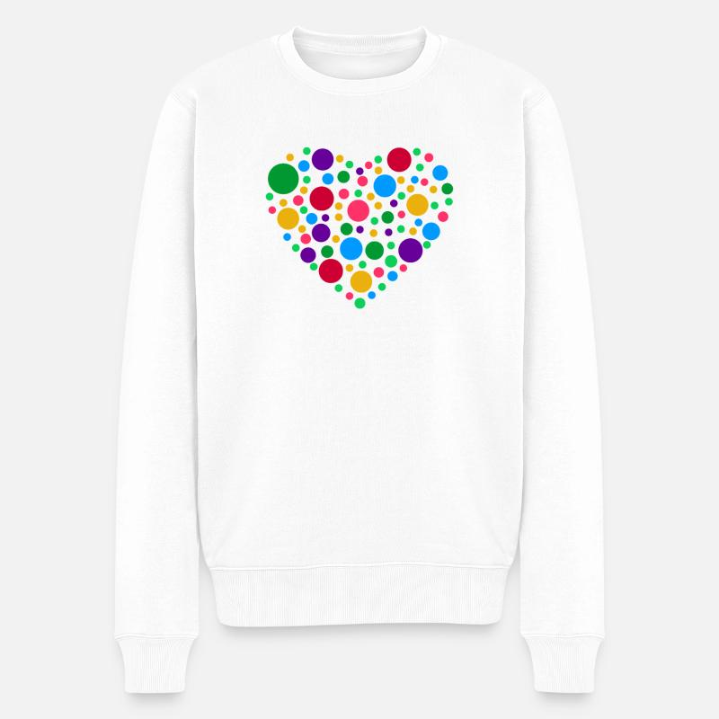 Fleckiges Herz-Punkte-T-Shirt - Männer Premium Bio Pullover - Weiß