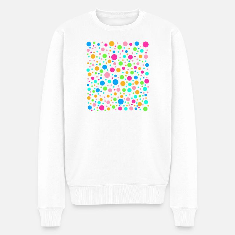 Fleckiges Regenbogen-Punkte-T-Shirt - Männer Premium Bio Pullover - Weiß