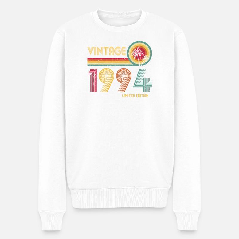 Jahrgang 1994 Limitierte Auflage Sunset Palm - Männer Premium Bio Pullover - Weiß