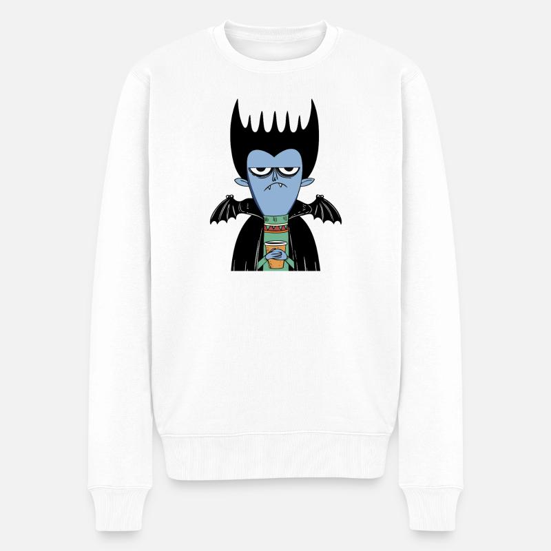 Coffee Vampire | Funny Vampire with Bat Wings - Männer Premium Bio Pullover - Weiß